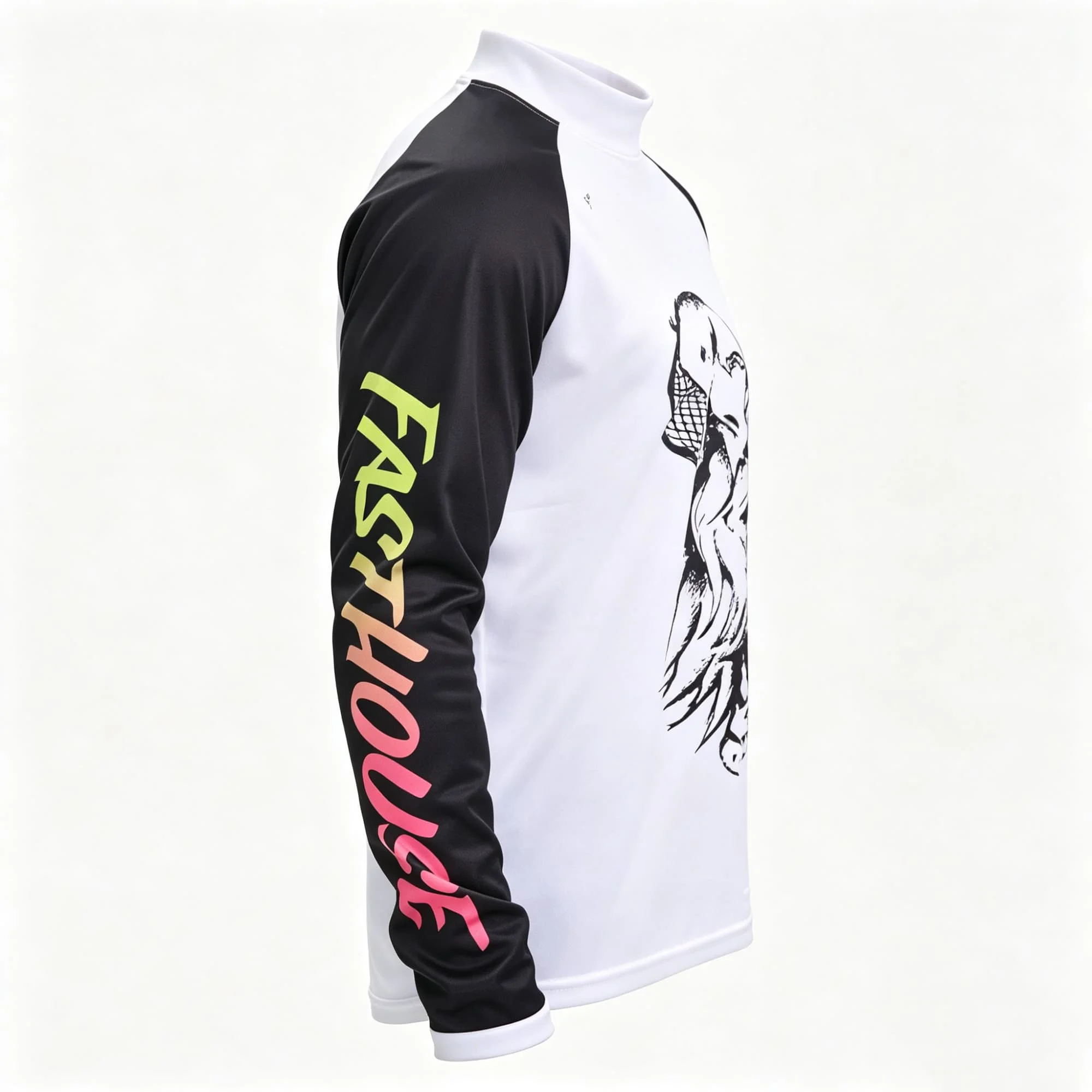 Men Retro Skull Graphic Motocross Long Sleeve Jersey, Breathable Color‑Block Off‑Road Racing Sport Shirt view 5