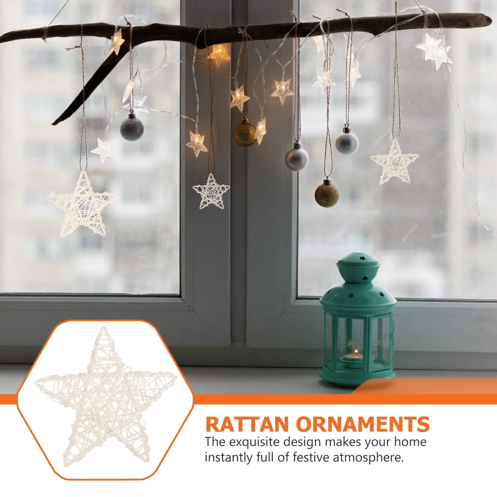 

8pcs Rattan Star Decor Five-Pointed Ornament Diy Party Scene Adornment For Wedding Christmas Birthday Event Decoration Supply