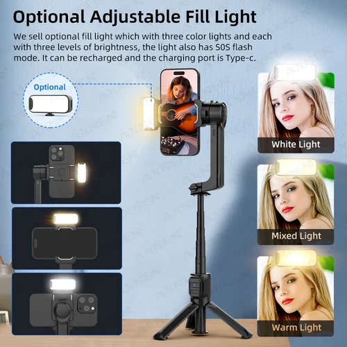 Imagen 2 del producto Estabilizador de cardán para teléfono inteligente AXNEN HQ2-SE, estabilizador de disparo móvil de mano para cámaras de acción Gopro, Android, iPhone, vídeo, Vlog