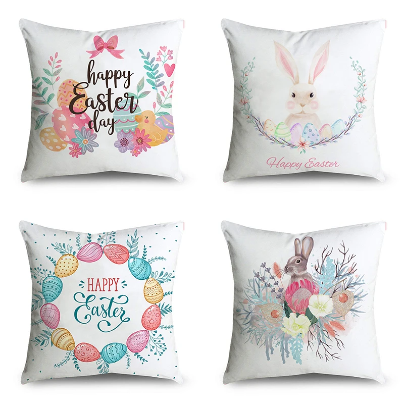 Easter theme pillowcase Easter egg rabbit pillowcase holiday party home decoration cushion cover 45x45cm