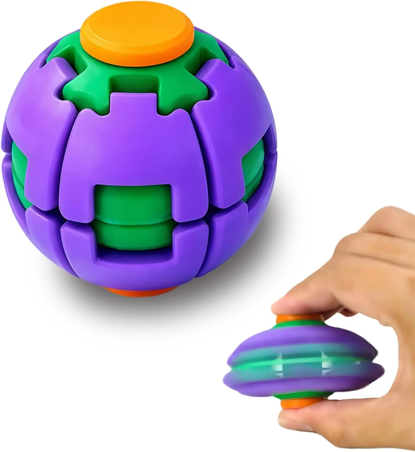 3d Rotatable Fidget Ball Stress Relief Toy Dual Play Push Pop Spinning Finger Gyro Sphere Portable Hard Plastic Anxiety Sensory