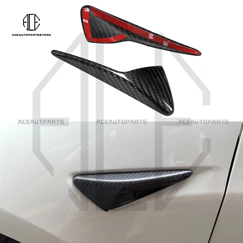 

2pcs Side Markers Turn Signal Covers Real Carbon Fiber Side Camera Fender Overlay Direct For Tesla Model 3 X S