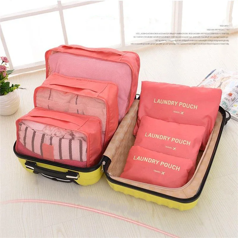 6 Pcs/Set Travel Storage Bag Large Capacity Waterproof Luggage Clothing Underwear Storage Bag Bag With Zipper Travel Organizer