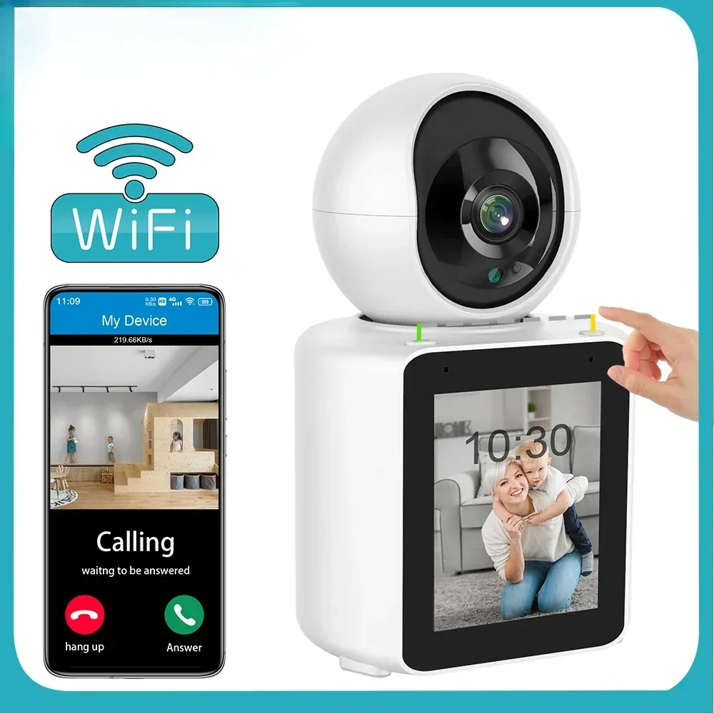 Intelligente Überwachung mit Display 2.4 "Zwei-Wege-Video anruf WiFi HD automatische Verfolgung wasserdichte Baby Sicherheit IP-Kamera 1080p