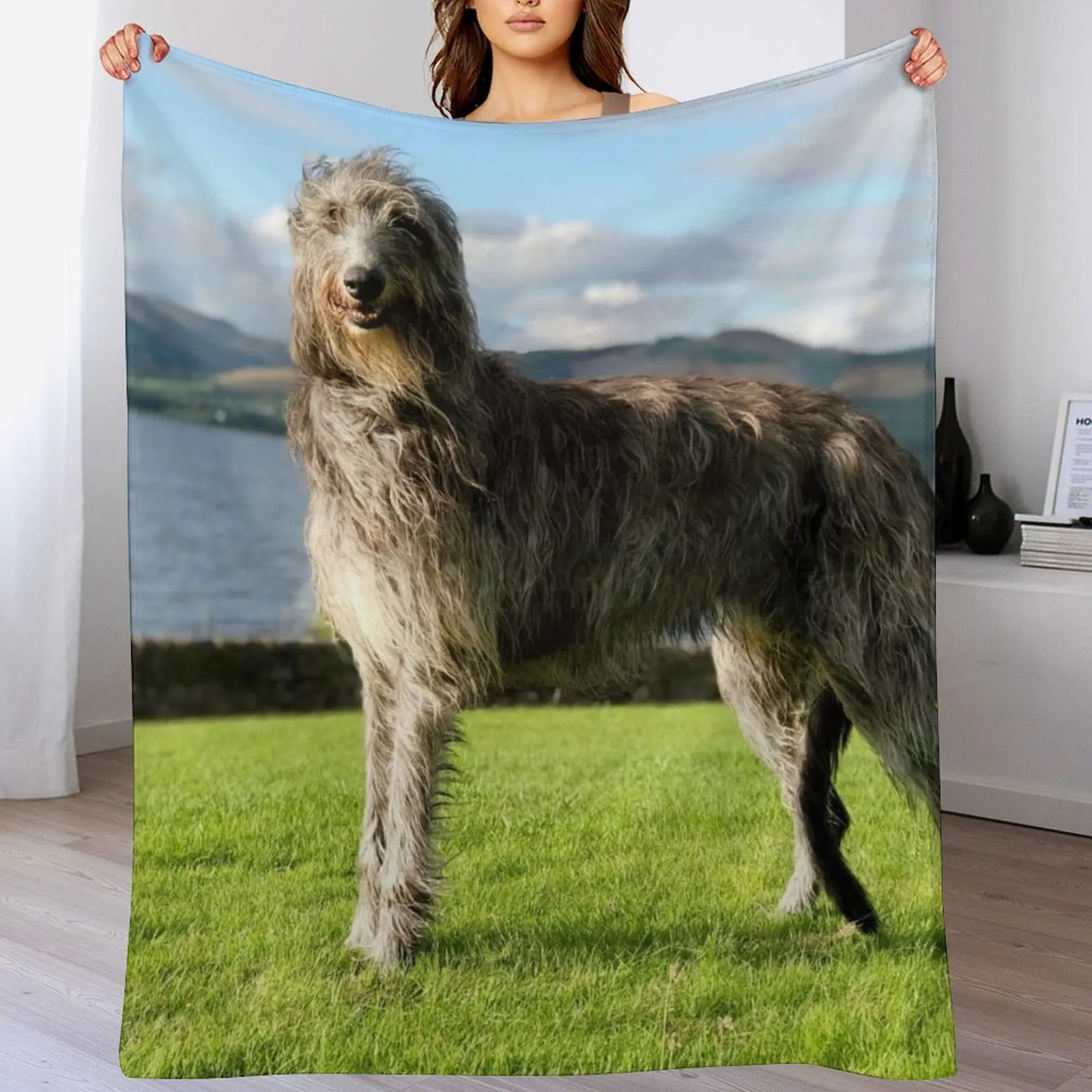 Stunning Scottish Deerhound in Scotland Throw Blanket Thin Soft Plaid Decorative Beds Blankets