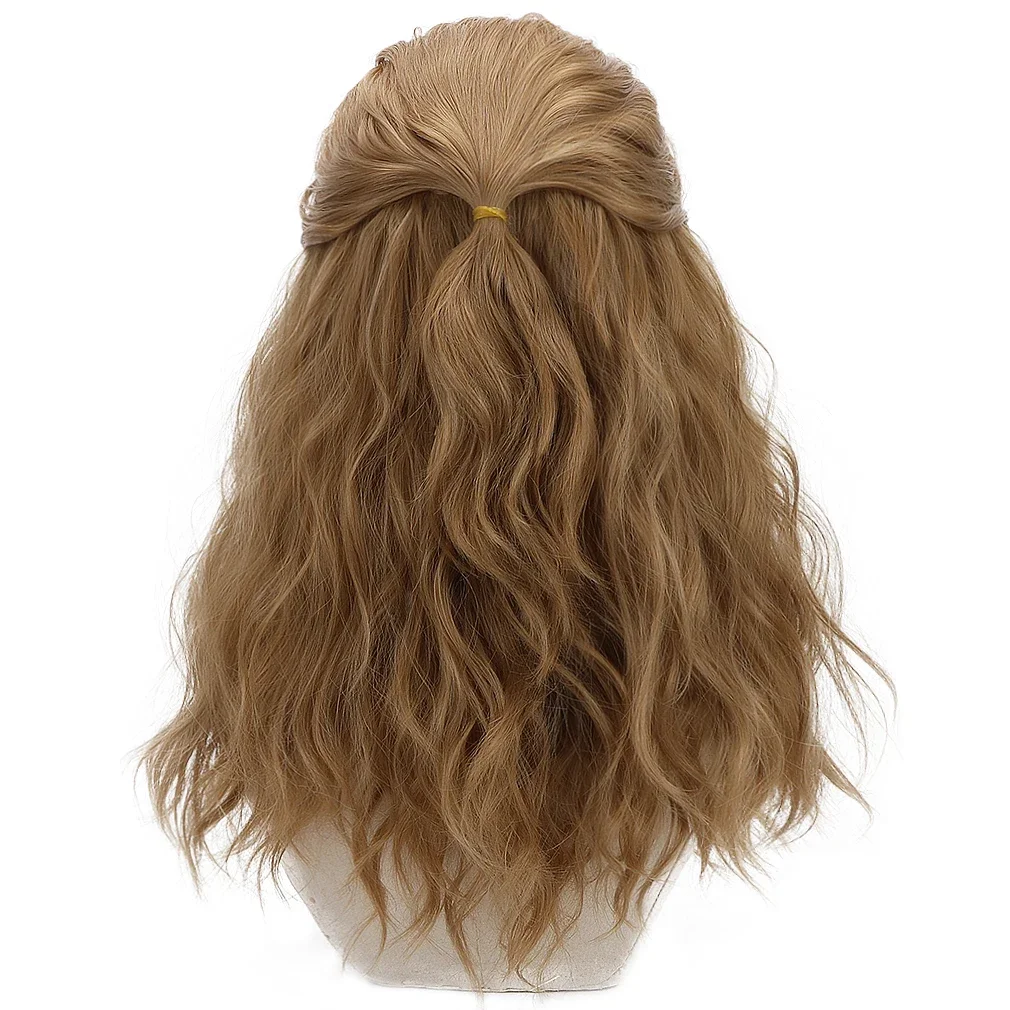 ACAG Brown Blonde Long Wavy Cosplay Synthetic Hair Heat Resistant Wigs for Men Party Costume Halloween   Comic Movie Thor