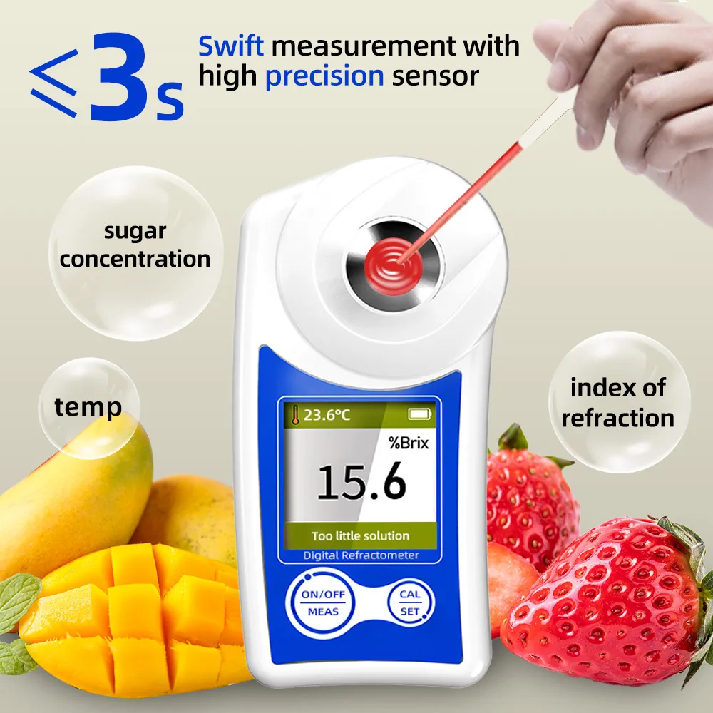 New Digital Brix Refractometer Range 0-55% Accurancy ±0.2% Brix Tester Brix Meter for Drinks Fruit Juice and Sugary Liquid Test