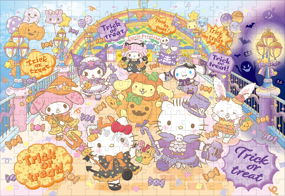 Halloween Sanrio Puroland Puzzle Hello Kitty Kuromi Cinnamoroll Mymelody Puzzles Holiday Gifts Handmade Toys for Children Adults