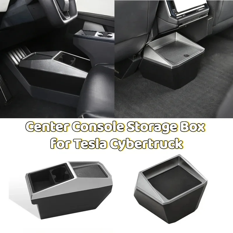 Für Tesla Cybertruck 2024-2026 Center Konsole Unter Lagerung Box Wasser Tasse Halter Unterstützung Organisation Fach ABS Auto Zubehör – Detail 1