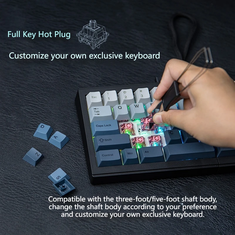 Split65 Split Wireless Mechanical Keyboard Customized Tri-Mode Full Key Hot Plug Macro Program Backlight Effect Gaming Keyboard