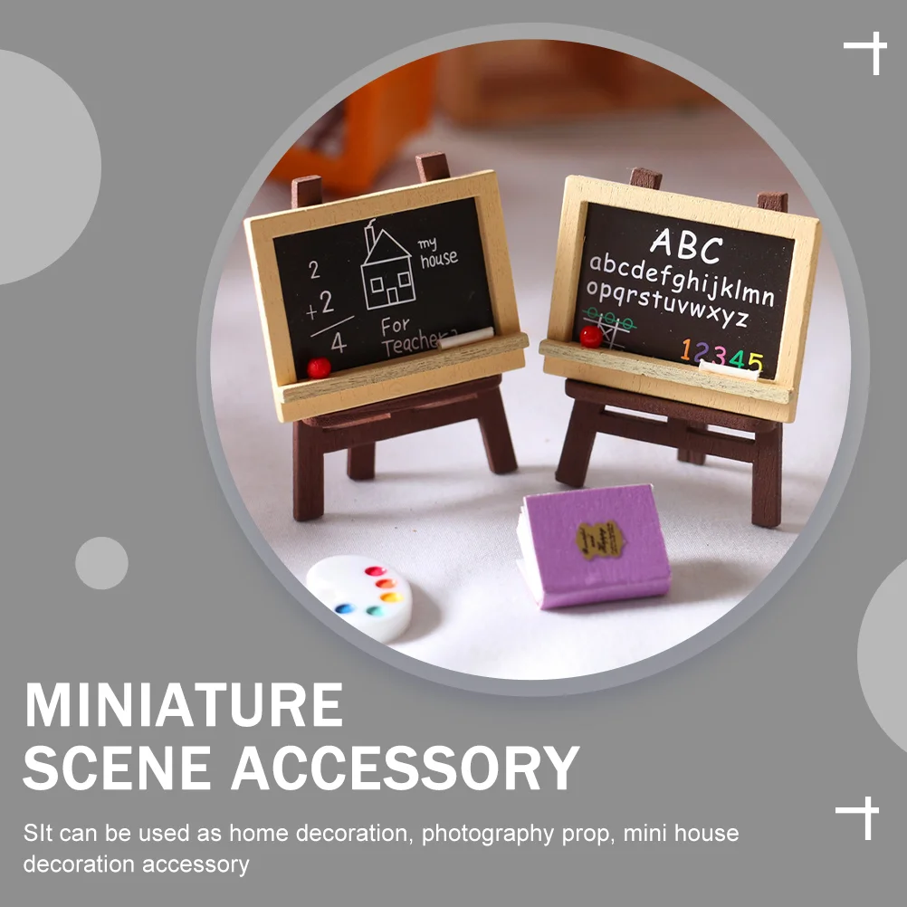 5 Pcs Mini Easel Model Micro Miniature Decorate Wooden Landscaping Decoration DIY Accessory Blackboard Ornament Child