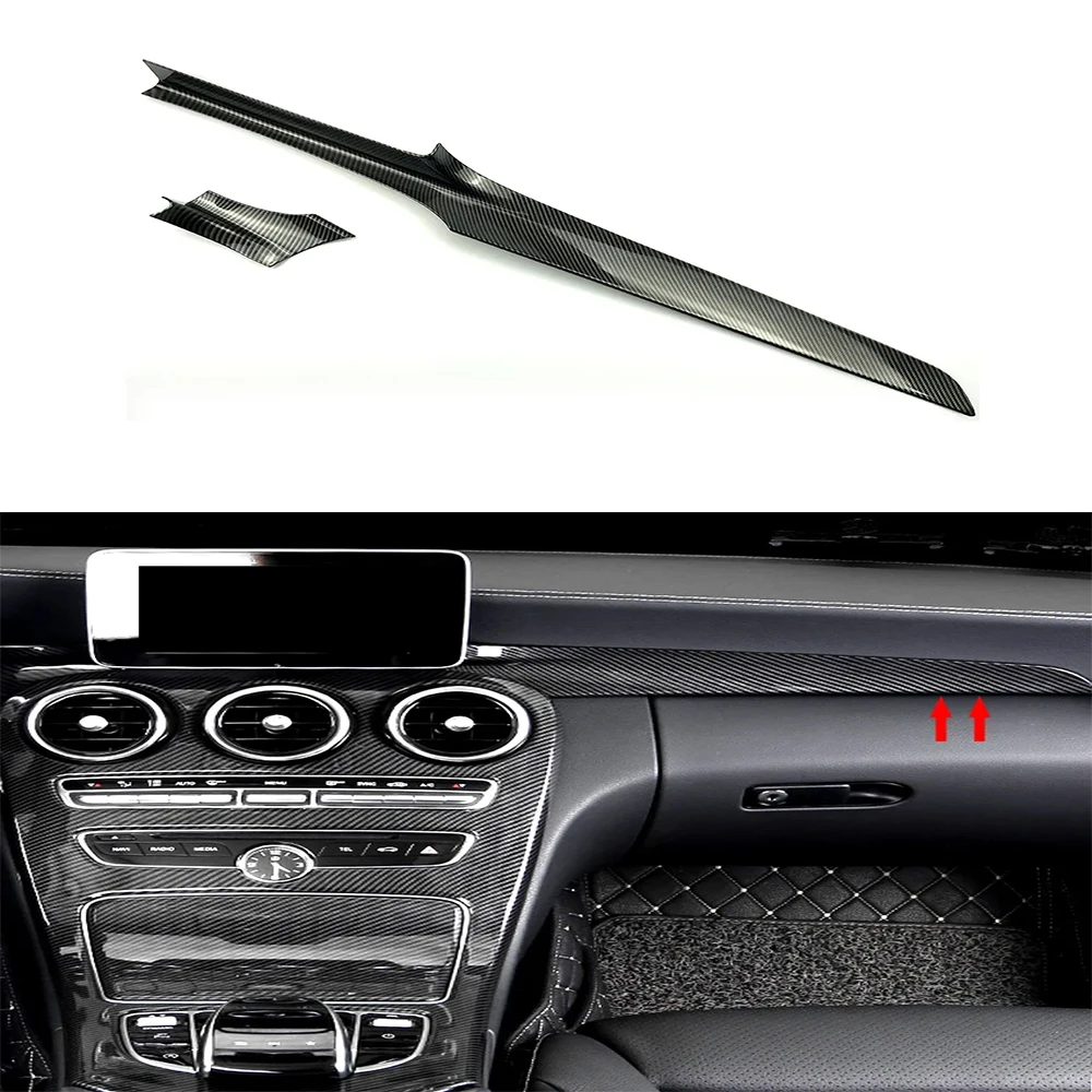 

Car Console Dashboard Panel Trim Strips Carbon Pattern Interior LHD For Mercedes Benz C GLC Class W205 X253 2016-2018