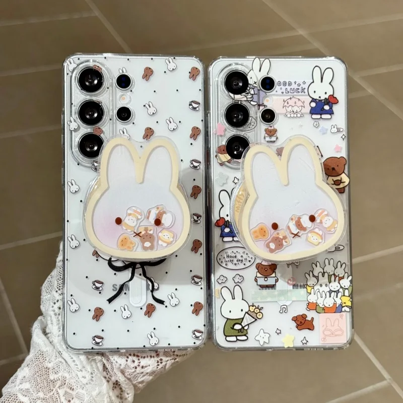 Cute cartoon illustration Miffy polka Dot Magnetic Magsafe Phone Case  For Samsung S22 S23 S24 S25 S26Ultra Plus Note20 Cover ﻿