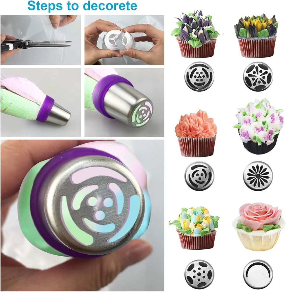 27 Russian Tulip Cream Icing Tip Stainless Steel Nozzle Set Candy Decoration Tool for Cupcakes Cookies Birthday Party Baking Too view 3