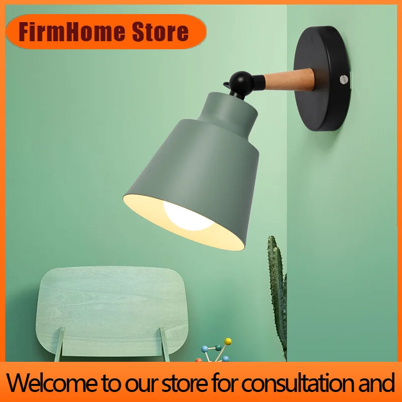 FirmHome StoreMacaron Wall Lamp Alloy E27 Large Screw Children's Bedroom Room Concealed Study Light Source Wiring Wall Lamp