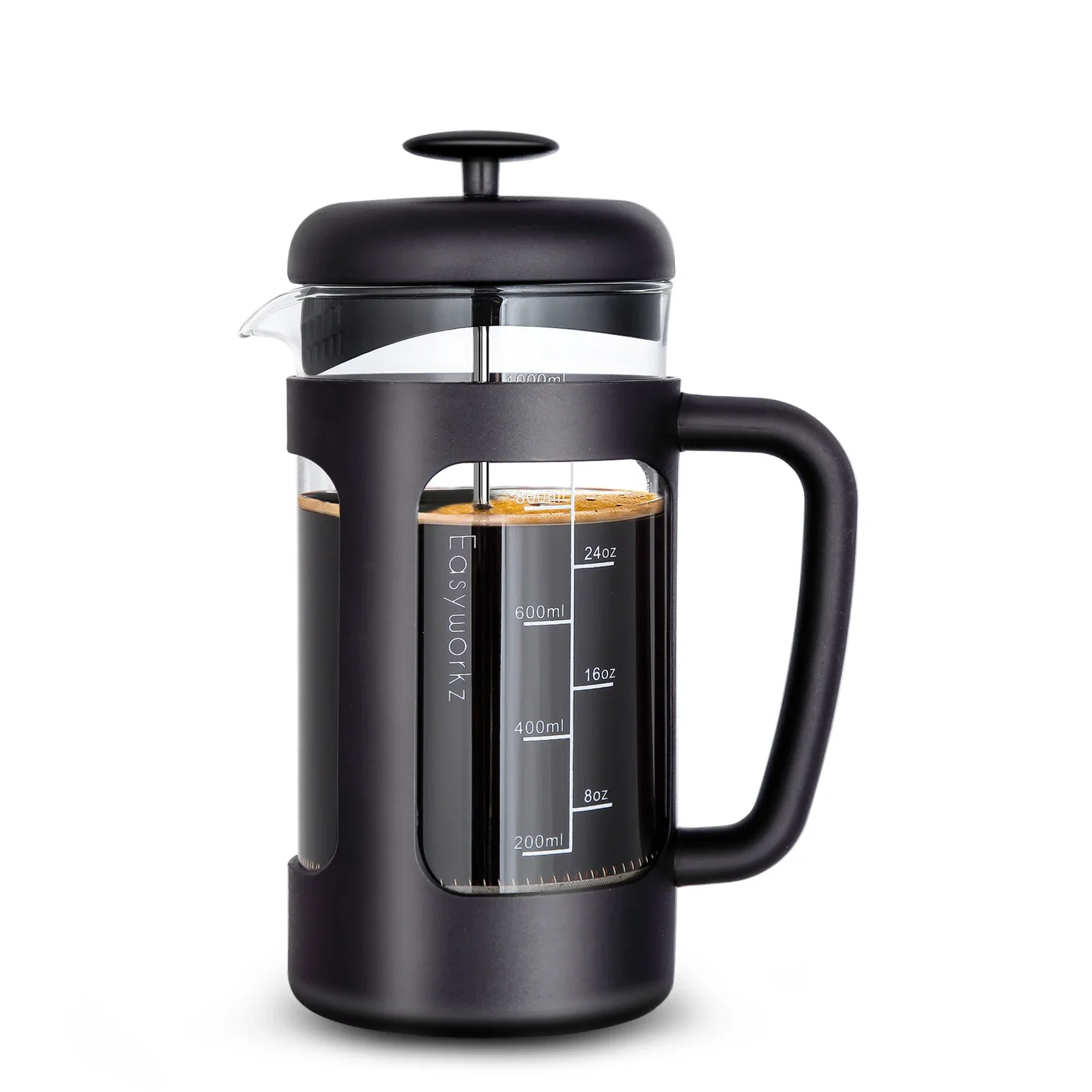 

Кофеварка French Press из боросиликатного стекла, мягкая ручка и фильтр из нержавеющей стали, для заваривания кофе, чая