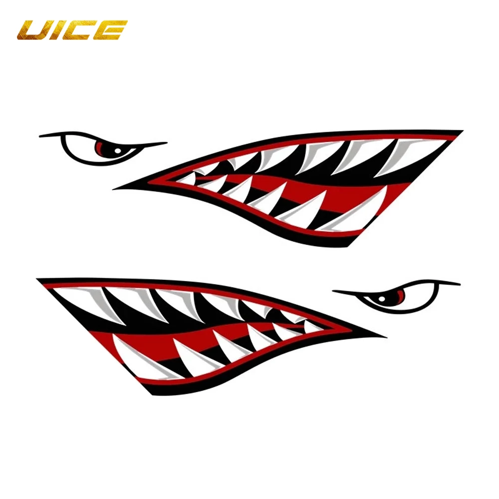 2pcs Kayak Sticker Waterproof Shark Teeth Mouth Stickers Decal Canoe Dinghy Marine Boat Car Truck Accessories