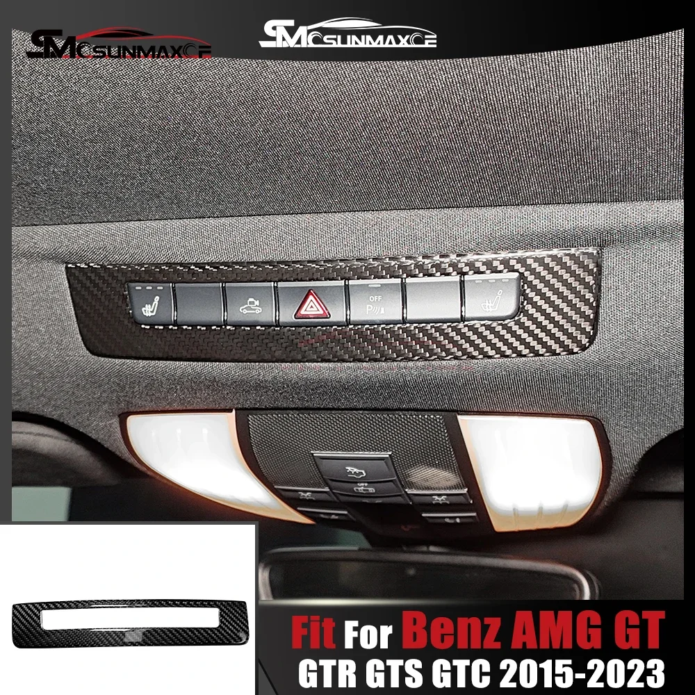

Real Carbon Fiber Car Reading Light Frame Cover Trim Interior Accessories for Mercedes Benz AMG GT C190 R190 GTS GTR 2015-2023