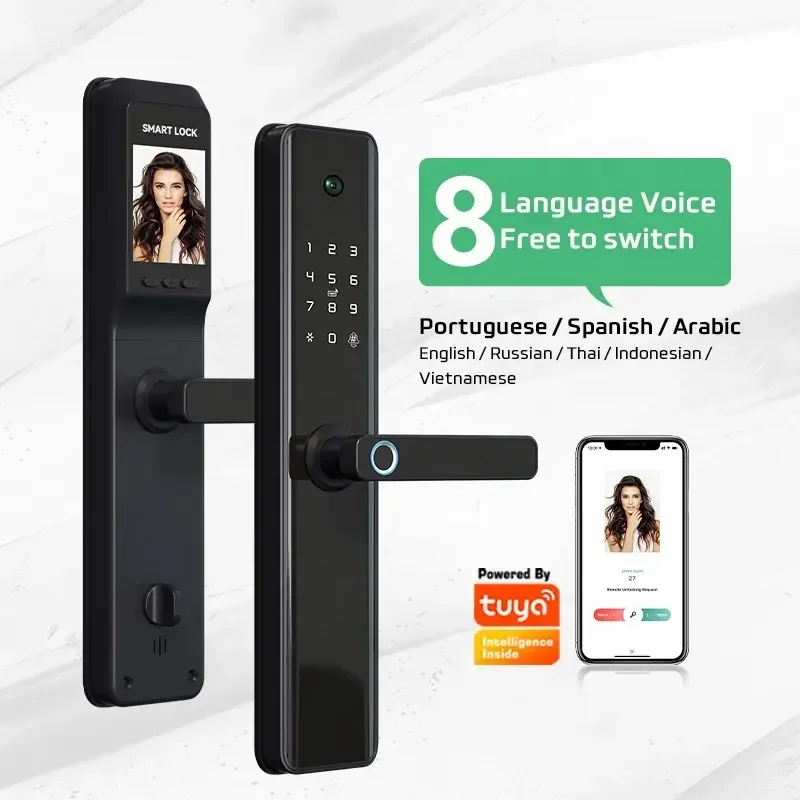 Locstar gato olho remoto placa de vídeo desbloqueado casa conectar tuya wifi app portão impressão digital fechadura inteligente com câmera