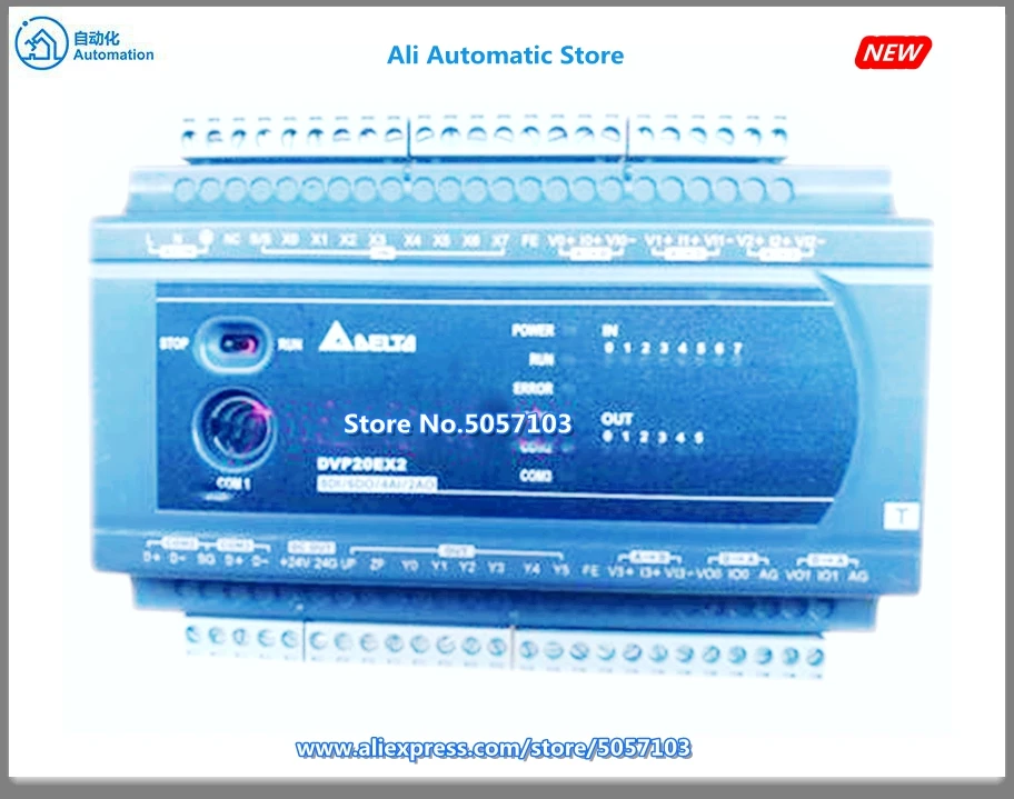 

DVP20EX200T 20-Point Host 8DI 6DO NPN 24VDC 0.5A 4AI 2AO 12BIT 2 Channel 100K AC Power Supply New