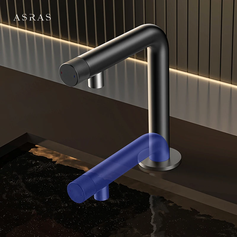 ASRAS New Brushed And Gun Gray Lifting Kitchen Faucet Hot And Cold Water Kitchen Mixer Tap