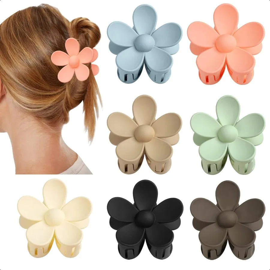 

Flower Claw Clip 7 PCS Claw Clips Hair Clips for Women Non Slip for Thick Hair Women Girls Gifts 7 Colors