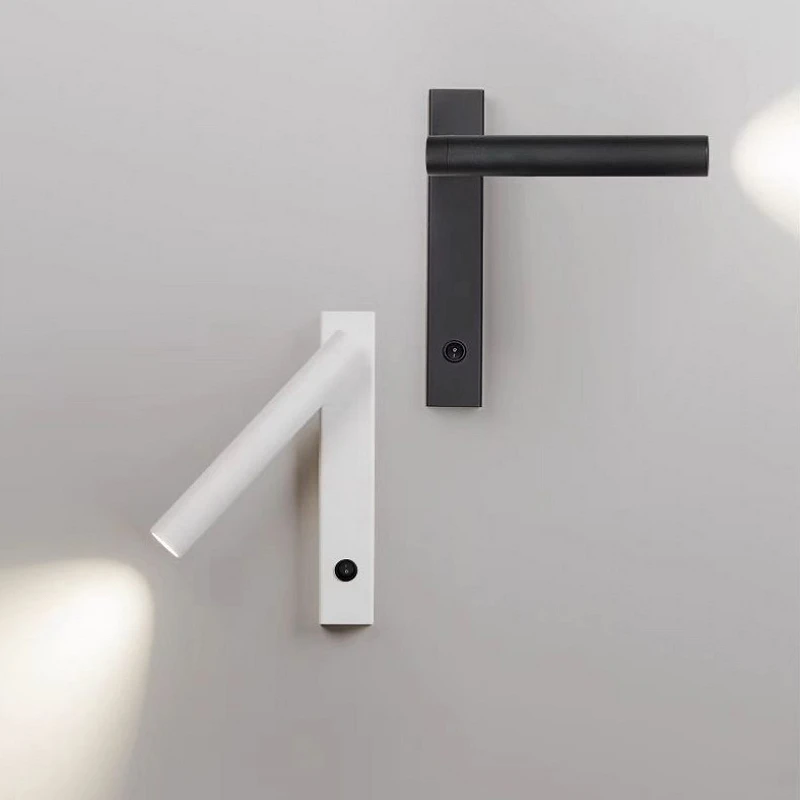 Minimalist Rotate Wall Lamp with Switch Home Decor Study Bedroom Bedside Reading Lamp Spotlight LED Adjustable Angle Wall Sconce