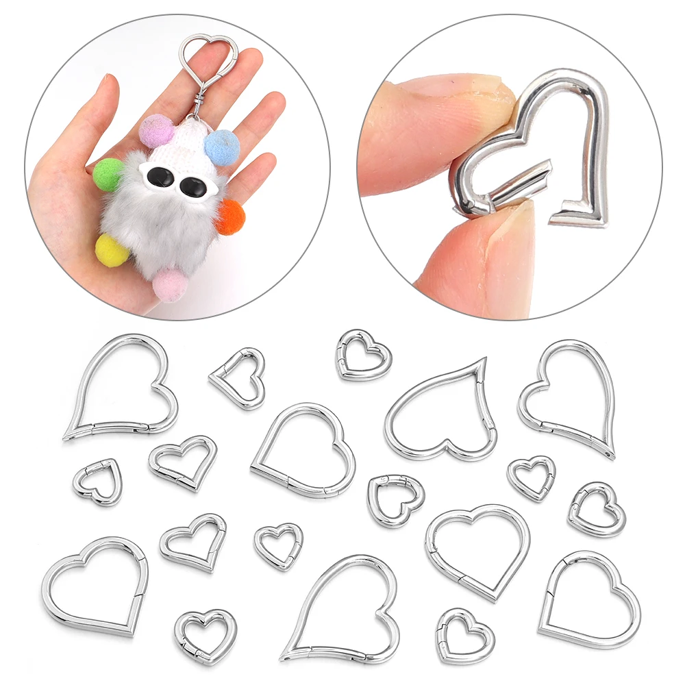 

1pc Heart Key Ring Snap Clip Trigger Spring Buckle for DIY Decoration Carabiner Keychain Chain Hook Make Accessory Material