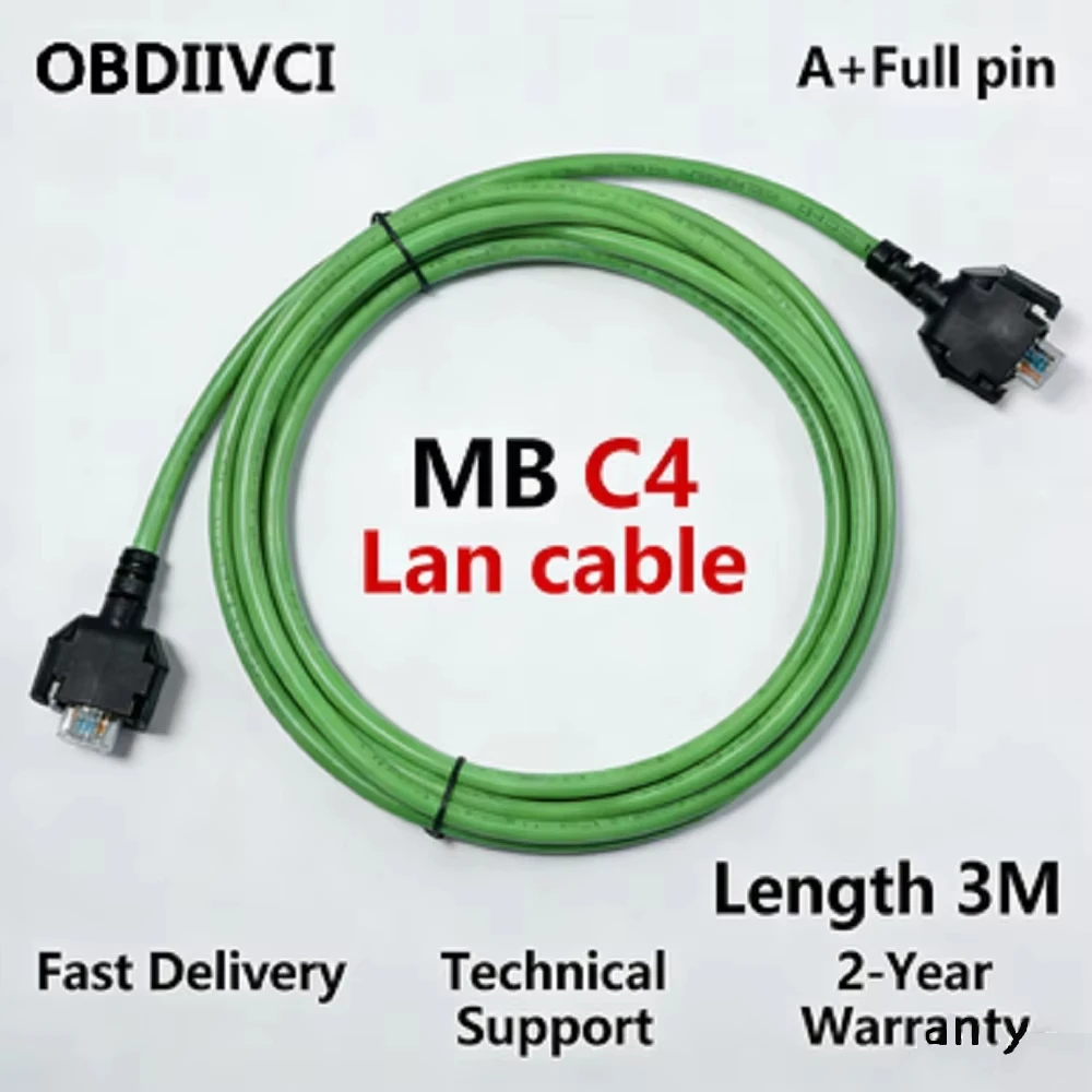 obdiivci-プレミアム-mb-c4-ランケーブル-3m、メルセデスベンツ-c4-診断システム用高速フルピンネットワークケーブル、2-年保証