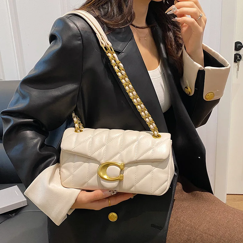 

2025 New C-Style Quilted Embroidered Bag - Women's Chanel-Inspired Chain High-Quality Shoulder Crossbody Bag