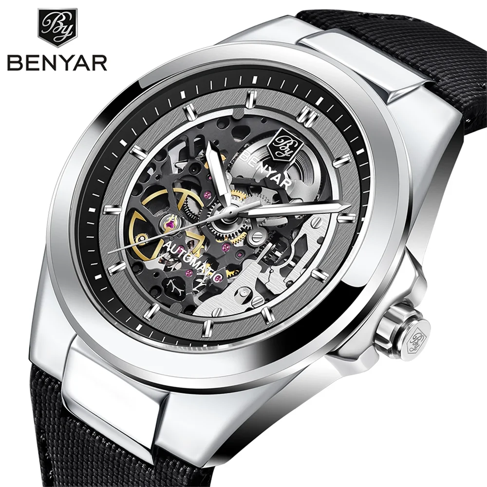 Relojes BENYAR para hombre 2025, relojes de pulsera mecánicos de lujo de marca superior para hombre, reloj automático para hombre, regalos de moda deportiva impermeables