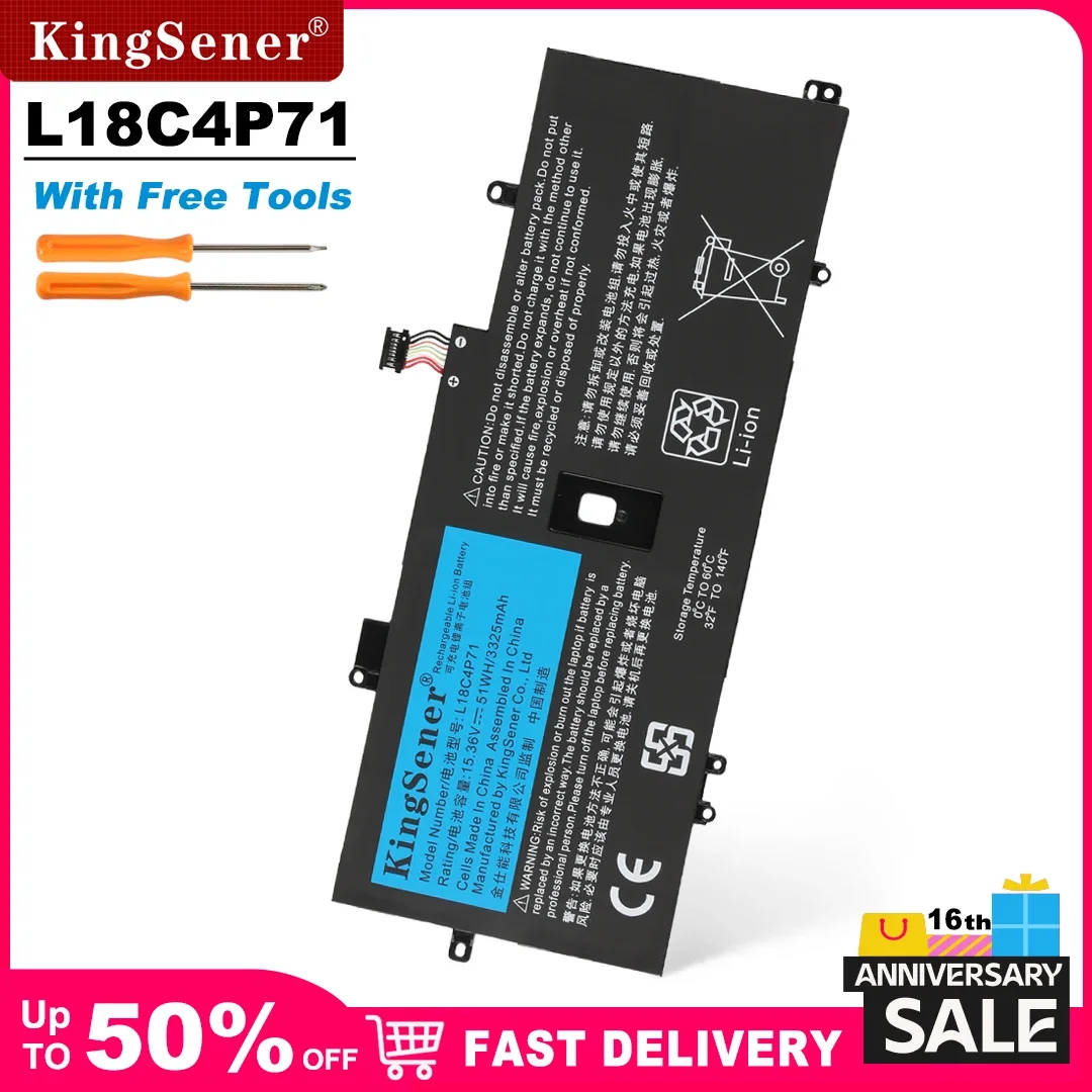 

KingSener L18C4P71 L18M4P72 Battery For Lenovo Thinkpad X1 Carbon 7th 2019 2020 Series L18L4P71 SKB10K97642 02DL004 02DL005