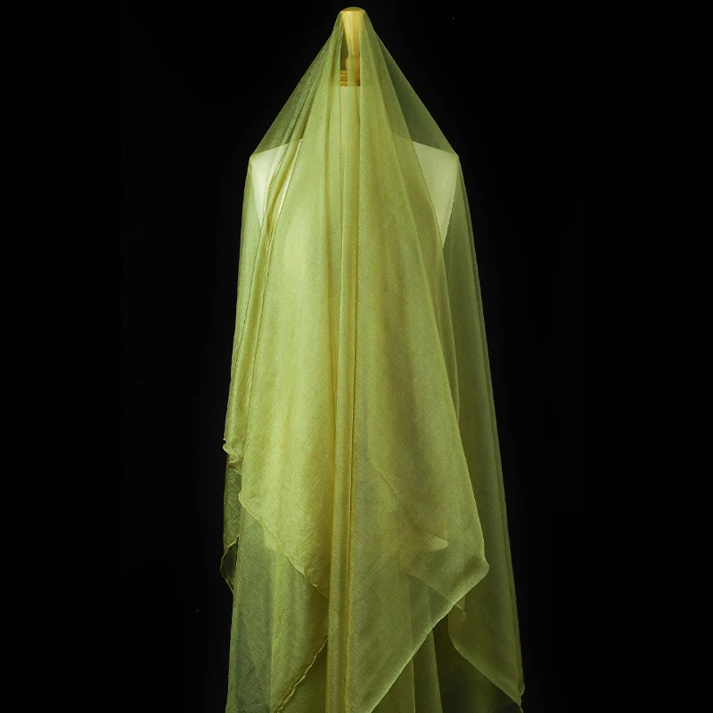 Tessuto a rete in chiffon micro lucido, garza morbida semitrasparente, camicie per abiti da sposa, abbigliamento, tessuto trasparente rugoso glitterato fai da te