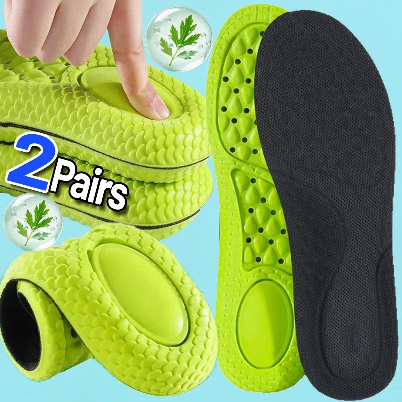 Palmilhas ortopédicas esportivas de espuma de memória, palmilhas absorventes de choque para mulheres e homens, respiráveis, anti-odorantes, almofada de sapatos