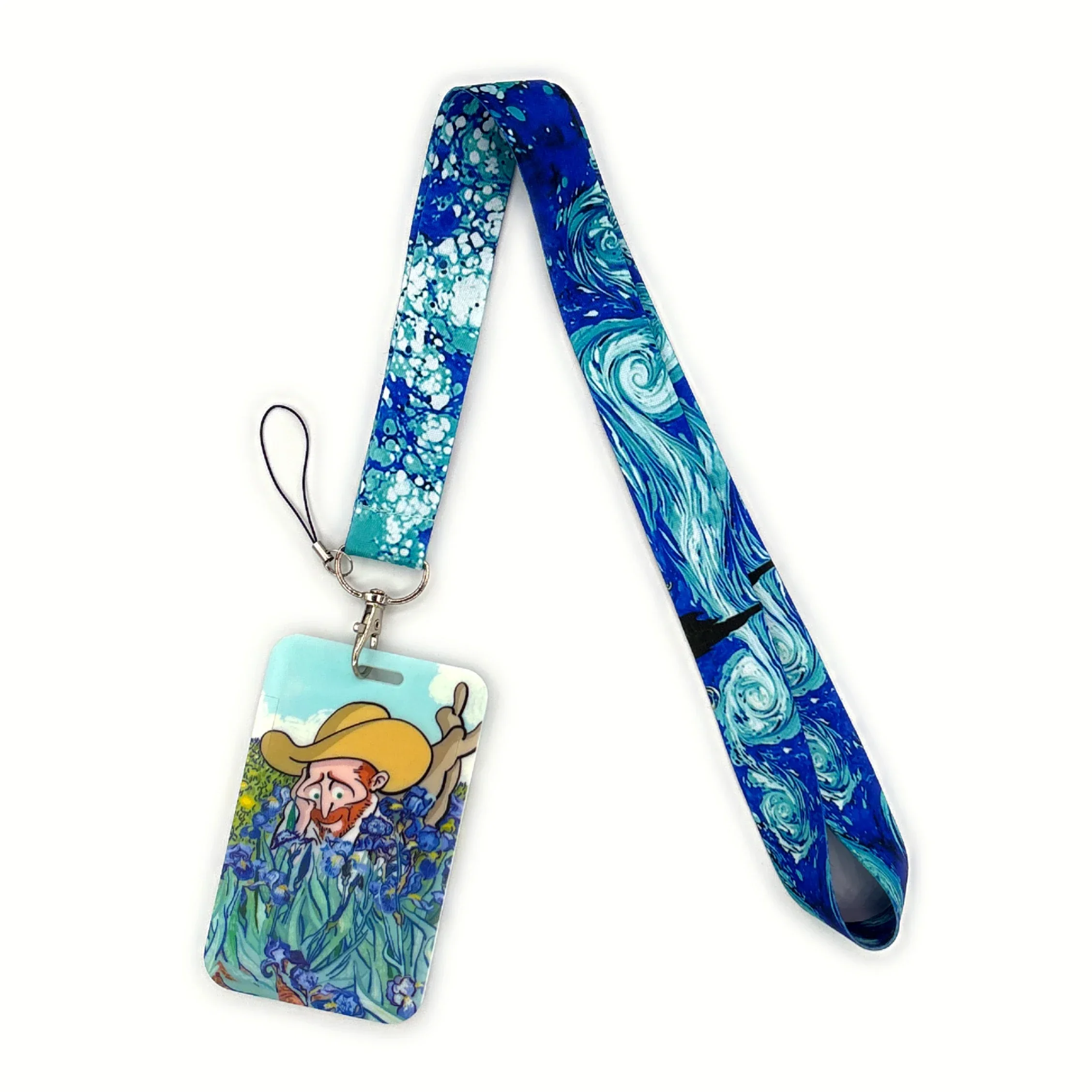 Imagem -03 - Van Gogh Série Chave Neck Strap Lanyard Cartão id Crachá Titular Squirtle Chaveiro Chaveiros Acessórios Presentes