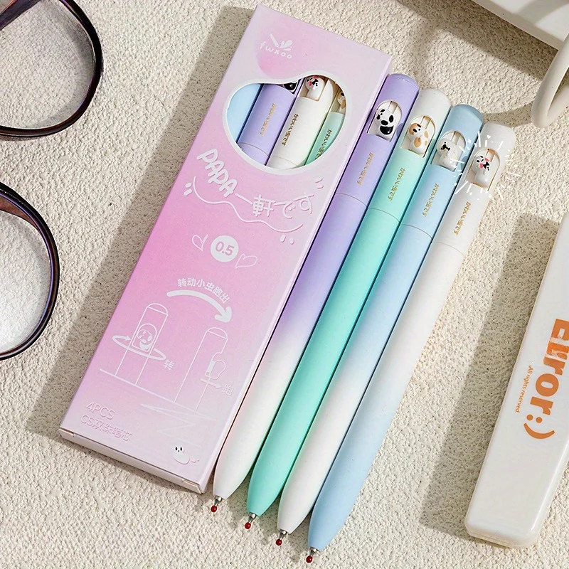 5pcs Gradient 3D Design Neutral Pen, 0.5mm Delicate Pen Tip Black Ink Ballpoint Pen,office and School Stationery Supplies