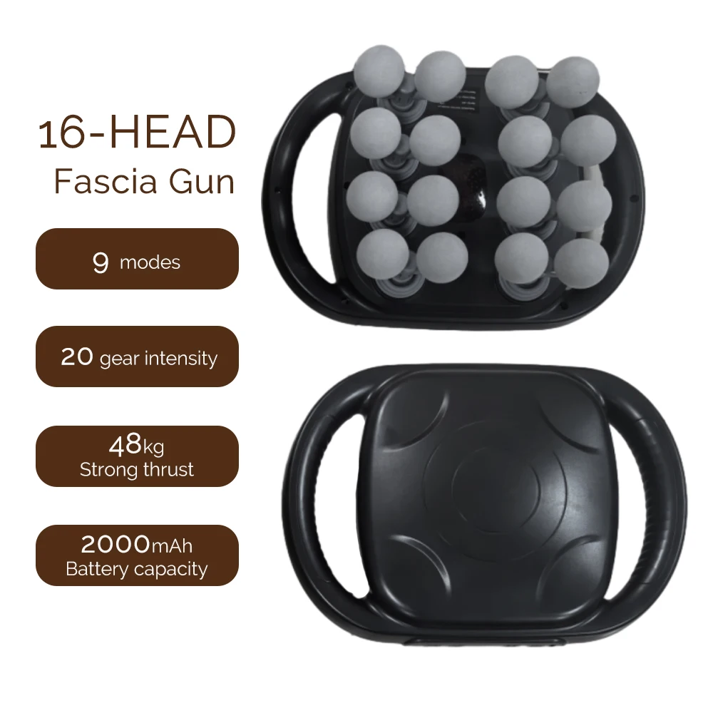 42-Heads Fascia Gun Hoogfrequente Trillingen Lichaamsmassage Gun Rug- en Taille Massager Nek Schouder Massager Spier masajeador