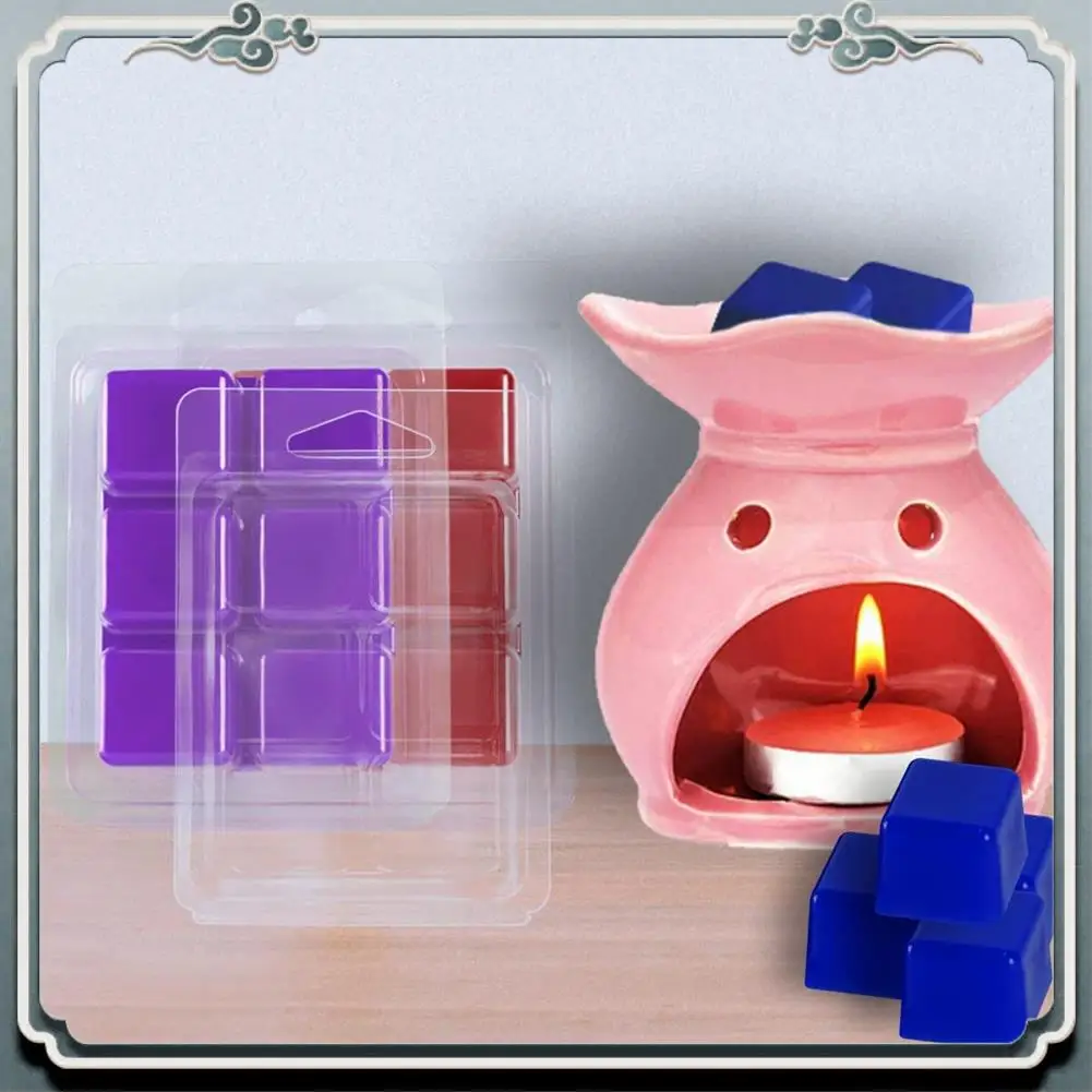 Durable 100 Packs Wax Melt Clamshells Molds, Clear Empty Plastic Square Tray For Wax Tarts Candles