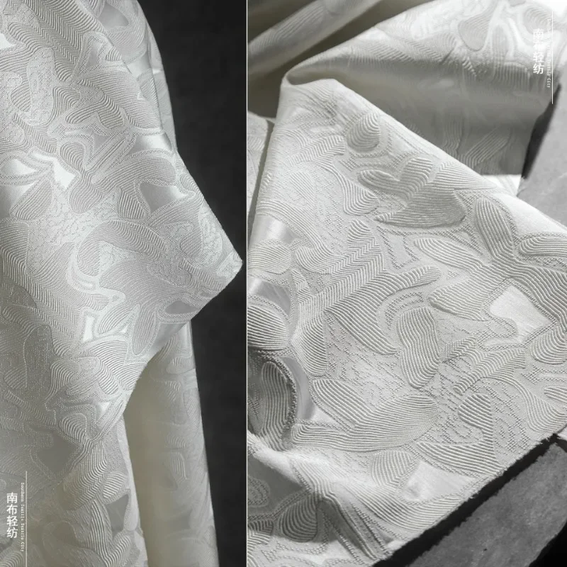 

White Micro Light Jacquard Fabric for Half Skirt Bag Fashion Clothing Designer Cloth Material Diy Sewing By The Yard