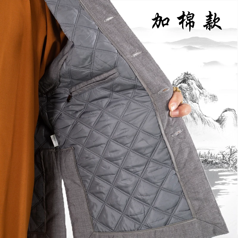 Winter Vest for Buddhist Robe Shaolin Kung Fu Uniform Meditation Suit Wushu Martial Arts Clothes for Men and Women