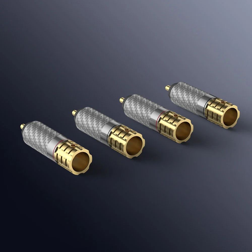 4 قطعة Viborg VR108G النحاس النقي 24K مطلية بالذهب ألياف الكربون RCA نسخة غير لحام مسامير قفل