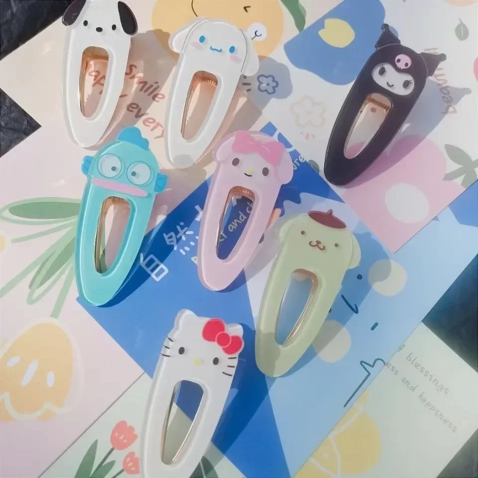 Random 1-6pcs Sanrio Hairpin Pin Cartoon Hello Kitty Kuromi Girls Barrettes Bangs Clip Women Girls Hair Slid Clip Jewelry Gifts image 4