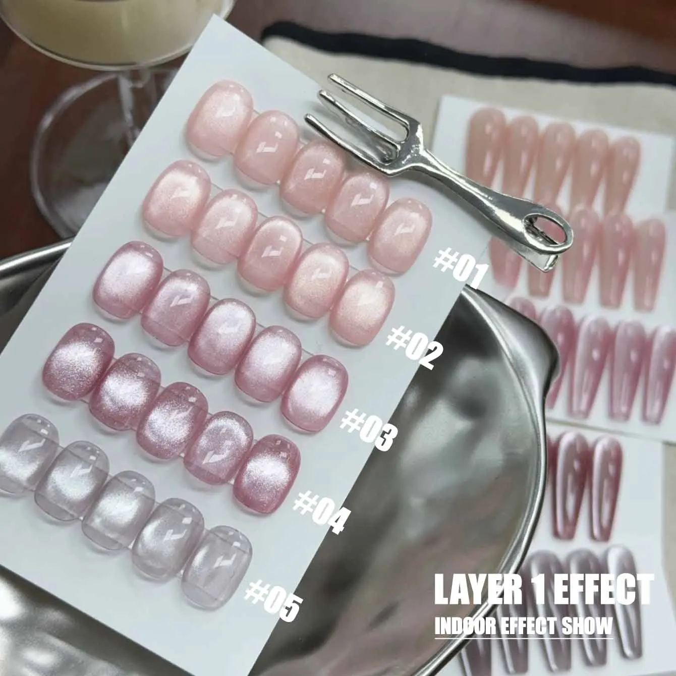 MIANEL 1-8pcs 12ML 여름 손톱 계피 핑크 시리즈 유리 구슬 고양이 눈 젤 매니큐어 고양이 눈 자석 매니큐어 핑크 손톱