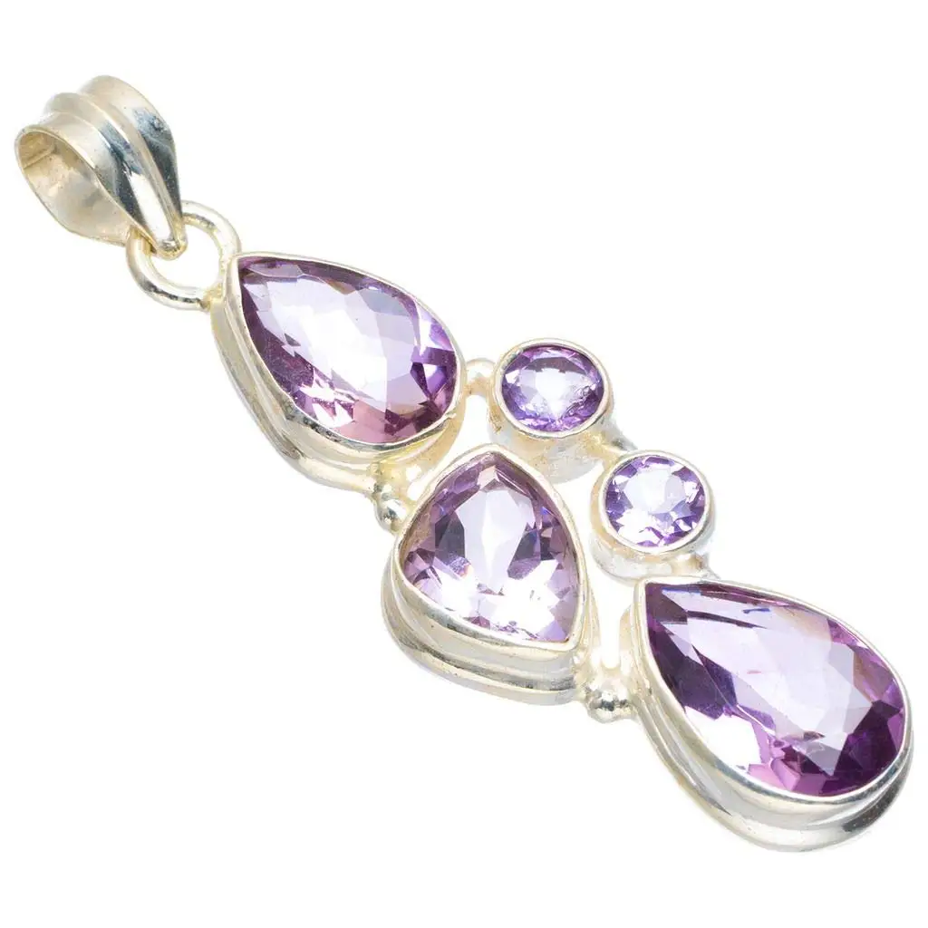 

StarGems® Natural Amethyst Handmade Unique 925 Sterling Silver Pendant 2" A1969