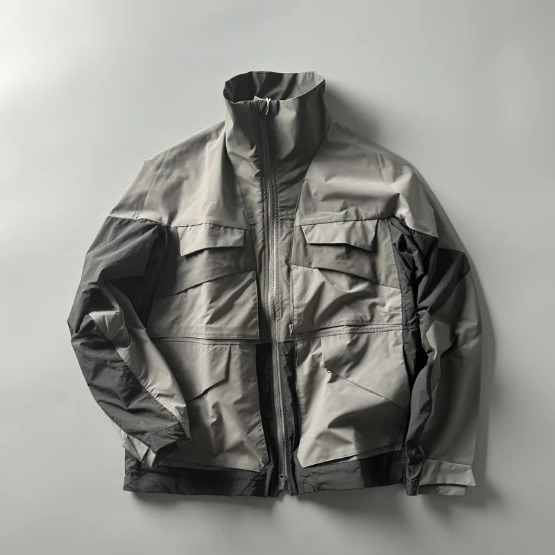 

Casual Loose Outdoor Jaet Stand Collar Patchwork Multi ket Leisure coat Wide Version Outerwear Long Sve Winter Coat