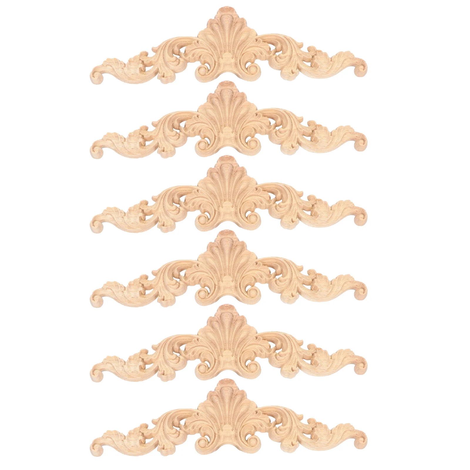 

6 Pcs Furniture Decals Decoration Wood Trim Accessories Cabinet Carved Patch Applique Decorative Wooden Stickers Onlay Solid