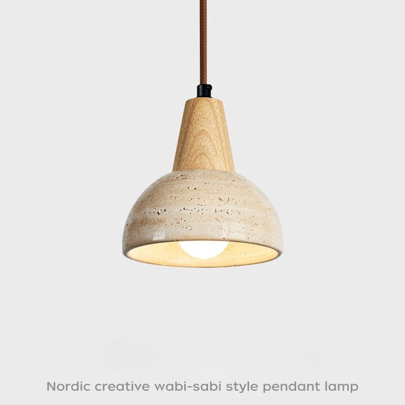 Cave Stone LED Pendant Lights Fixtures Yellow Travertine Restaurant Bedroom Living Room Modern Hanging Lamp Chandelier