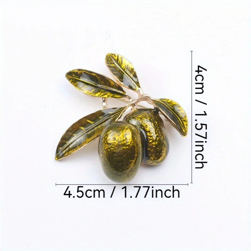 Vintage Fruit Enamel Corsage Green Plum Pin Drop Oil Brooch Dress Gift for Both Men and Women