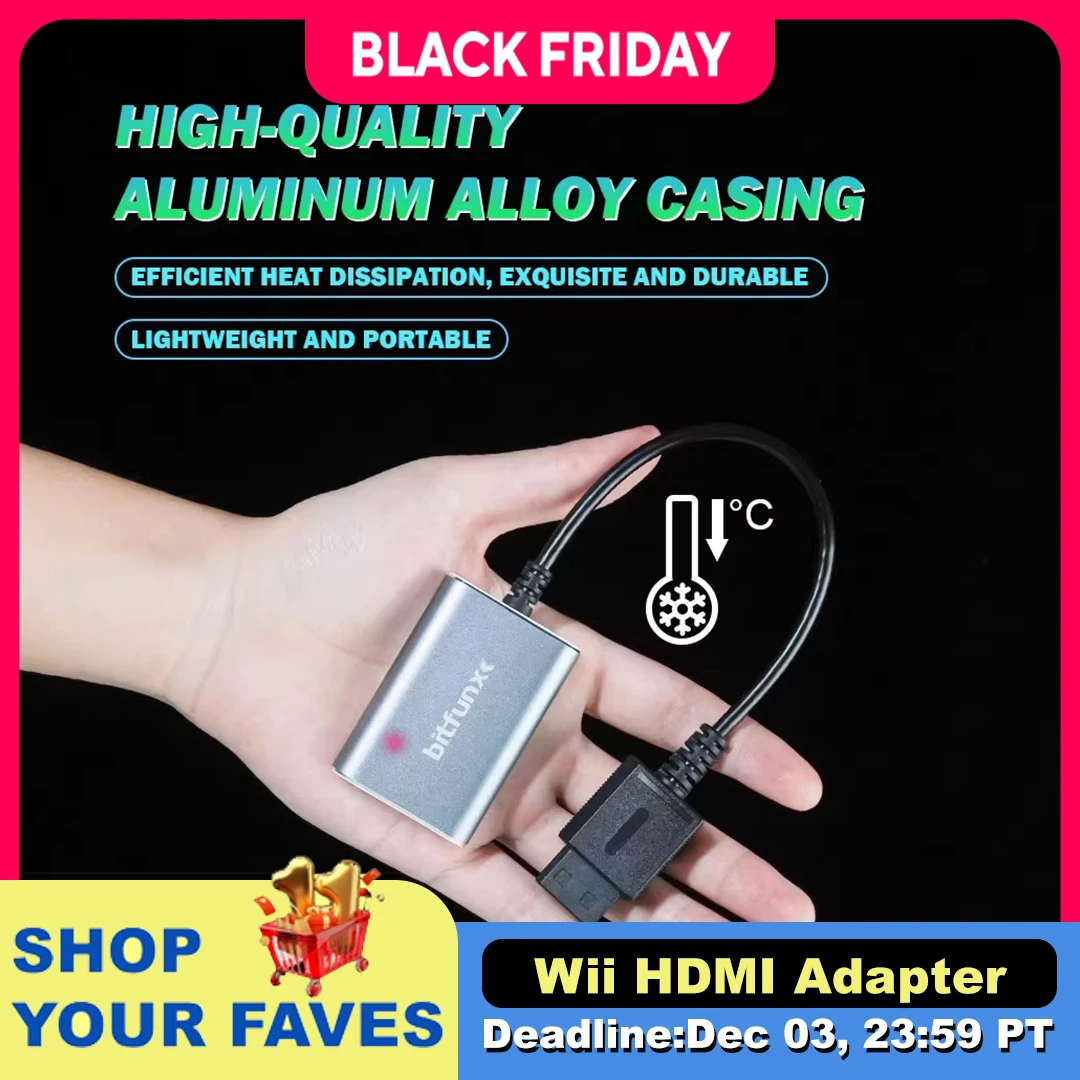 مكون BitFunx التناظري إلى HDMI الرقمي ™   محول لوحدة تحكم نينتندو وي NTSC/PAL فيديو صوت HDTV موصل التوصيل والتشغيل