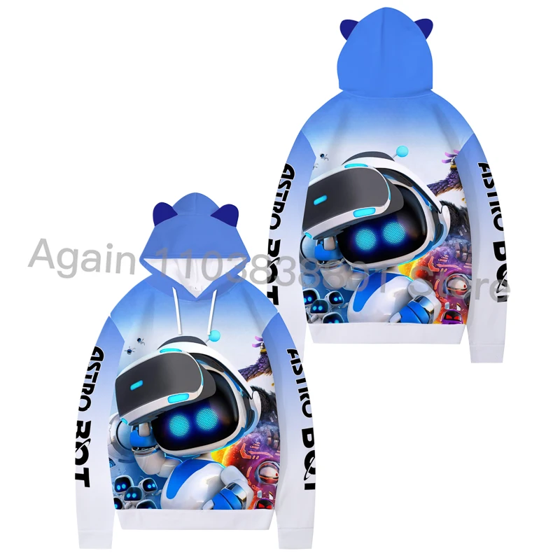 Rainbow 2025 New Astro Bot Cat ears Hoodies Sweatshirts Men/Women Long Sleeve Sweatshirt Adult/Child Casual Pullover Kids Cat ea